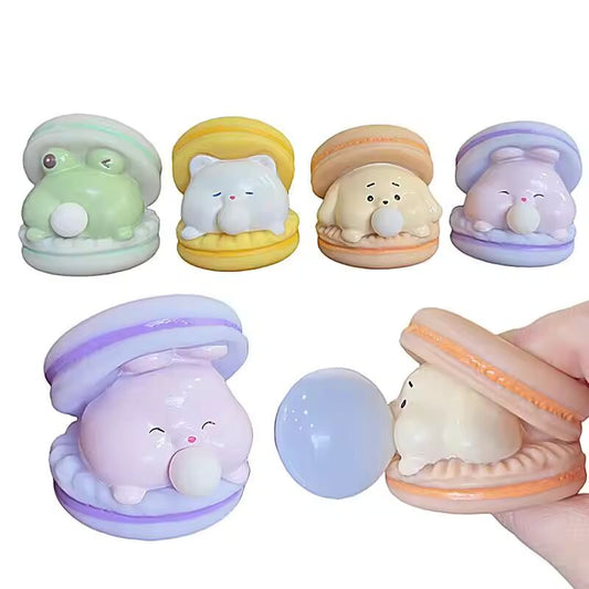 Macaron Burger Blows Bubbles Office Stress Relief Ornaments Creative Cartoon Pinch Toys Children's Squeezing Toys for Kids Gifts