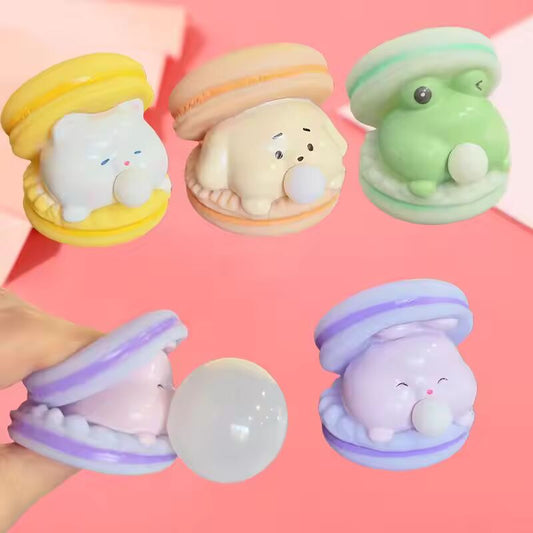 Macaron Burger Blows Bubbles Office Stress Relief Ornaments Creative Cartoon Pinch Toys Children's Squeezing Toys for Kids Gifts